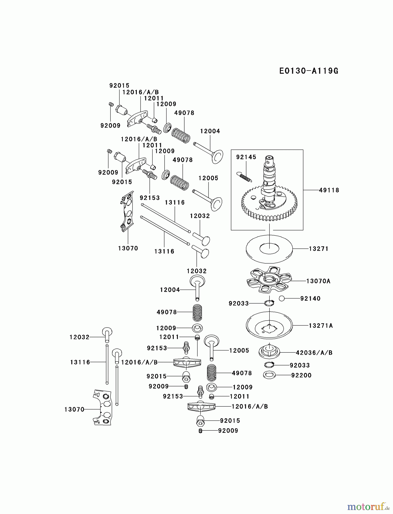  Kawasaki Motoren Motoren Vertikal FA210V - AS02 bis FH641V - DS24 FH580V-AS33 - Kawasaki FH580V 4-Stroke Engine VALVE/CAMSHAFT