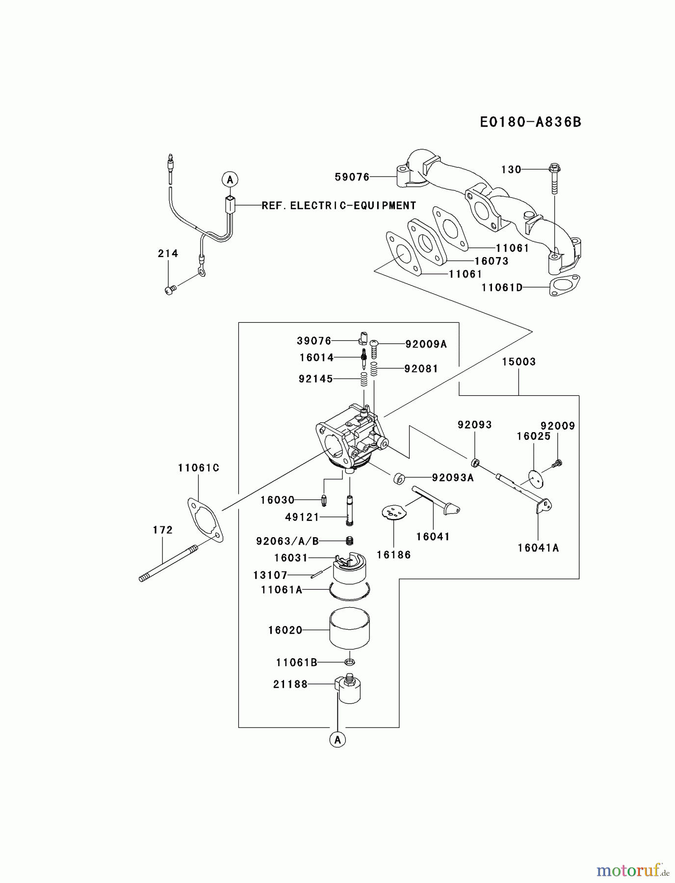  Kawasaki Motoren Motoren Vertikal FA210V - AS02 bis FH641V - DS24 FH580V-CS15 - Kawasaki FH580V 4-Stroke Engine CARBURETOR