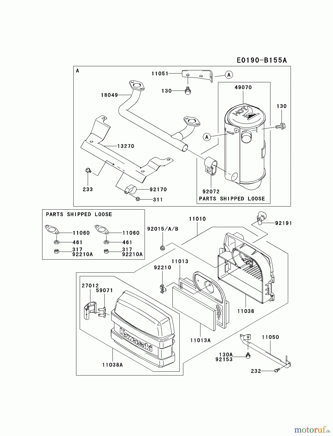  Kawasaki Motoren Motoren Vertikal FA210V - AS02 bis FH641V - DS24 FH580V-CS16 - Kawasaki FH580V 4-Stroke Engine AIR-FILTER/MUFFLER