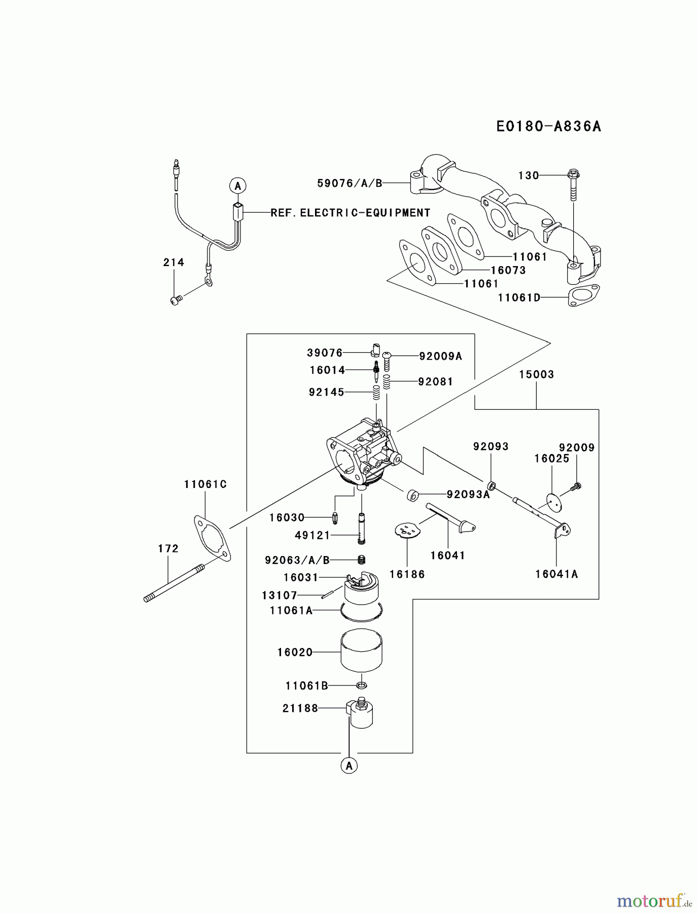  Kawasaki Motoren Motoren Vertikal FA210V - AS02 bis FH641V - DS24 FH541V-CS01 - Kawasaki FH541V 4-Stroke Engine CARBURETOR