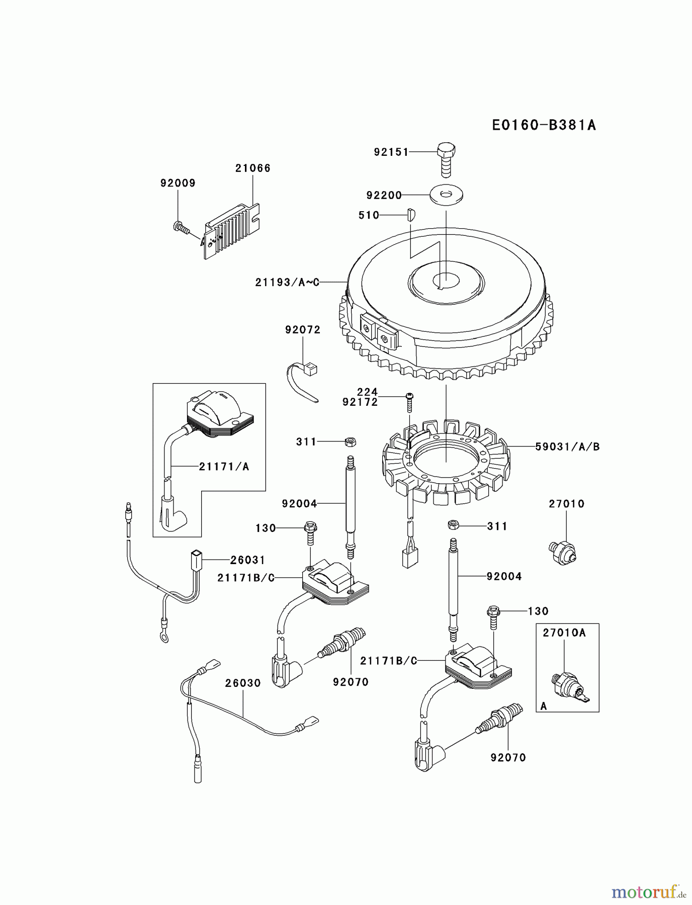  Kawasaki Motoren Motoren Vertikal FA210V - AS02 bis FH641V - DS24 FH580V-CS16 - Kawasaki FH580V 4-Stroke Engine ELECTRIC-EQUIPMENT