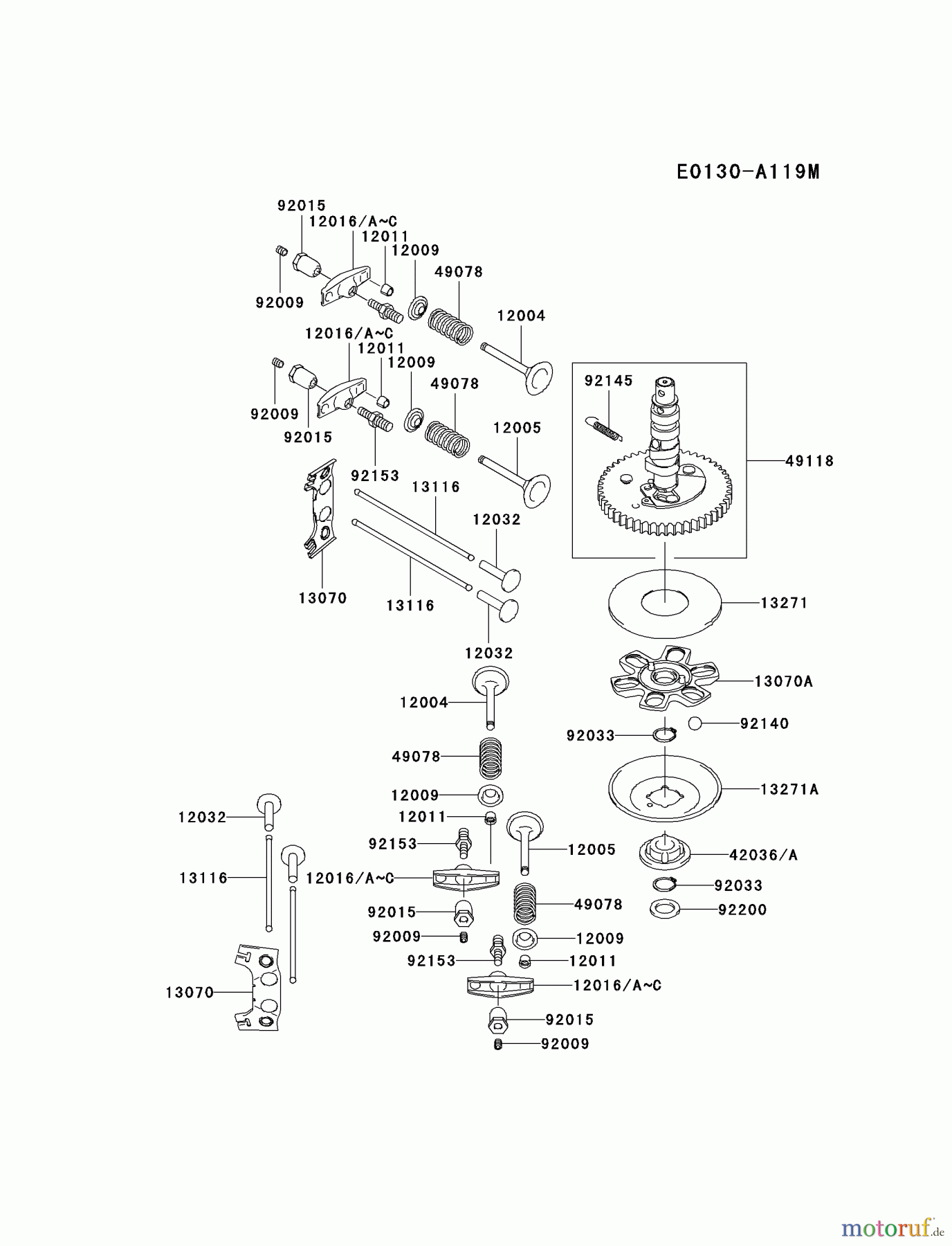  Kawasaki Motoren Motoren Vertikal FA210V - AS02 bis FH641V - DS24 FH580V-CS20 - Kawasaki FH580V 4-Stroke Engine VALVE/CAMSHAFT