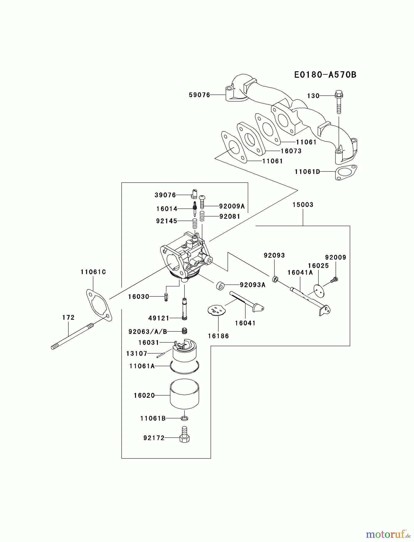  Kawasaki Motoren Motoren Vertikal FA210V - AS02 bis FH641V - DS24 FH580V-BS21 - Kawasaki FH580V 4-Stroke Engine CARBURETOR