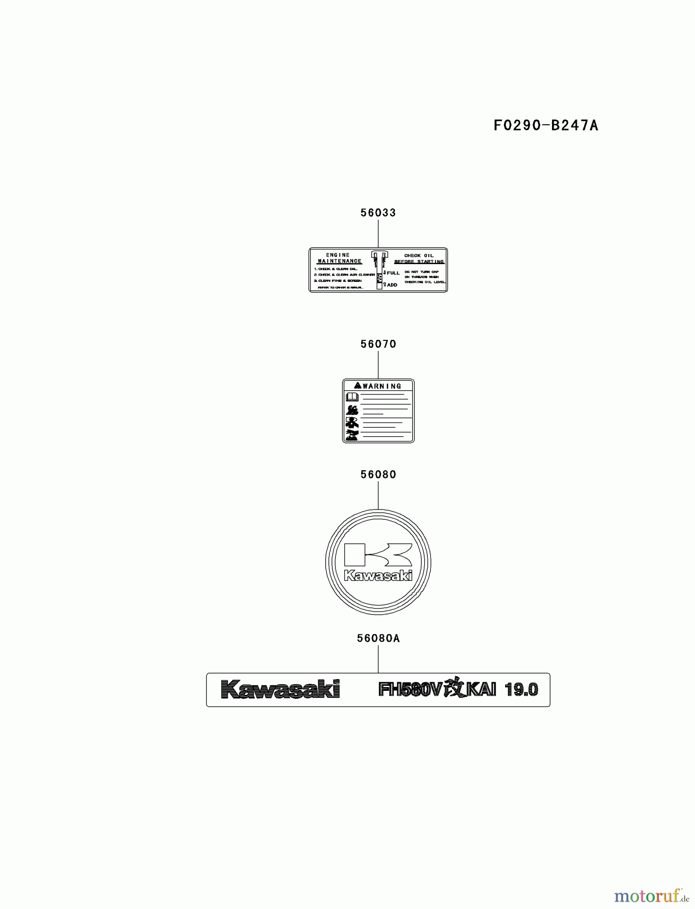  Kawasaki Motoren Motoren Vertikal FA210V - AS02 bis FH641V - DS24 FH580V-BS22 - Kawasaki FH580V 4-Stroke Engine LABEL