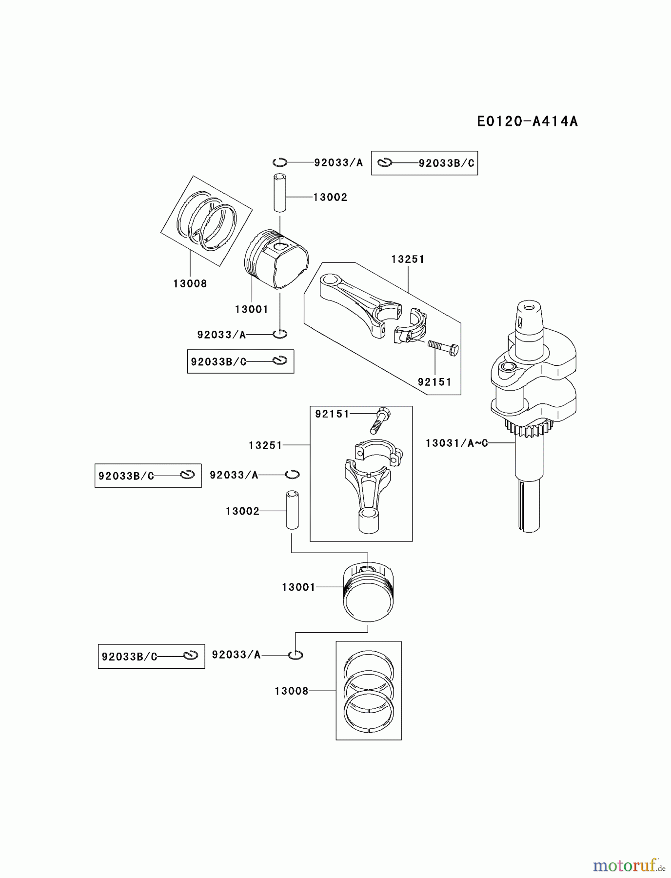  Kawasaki Motoren Motoren Vertikal FA210V - AS02 bis FH641V - DS24 FH580V-AS34 - Kawasaki FH580V 4-Stroke Engine PISTON/CRANKSHAFT