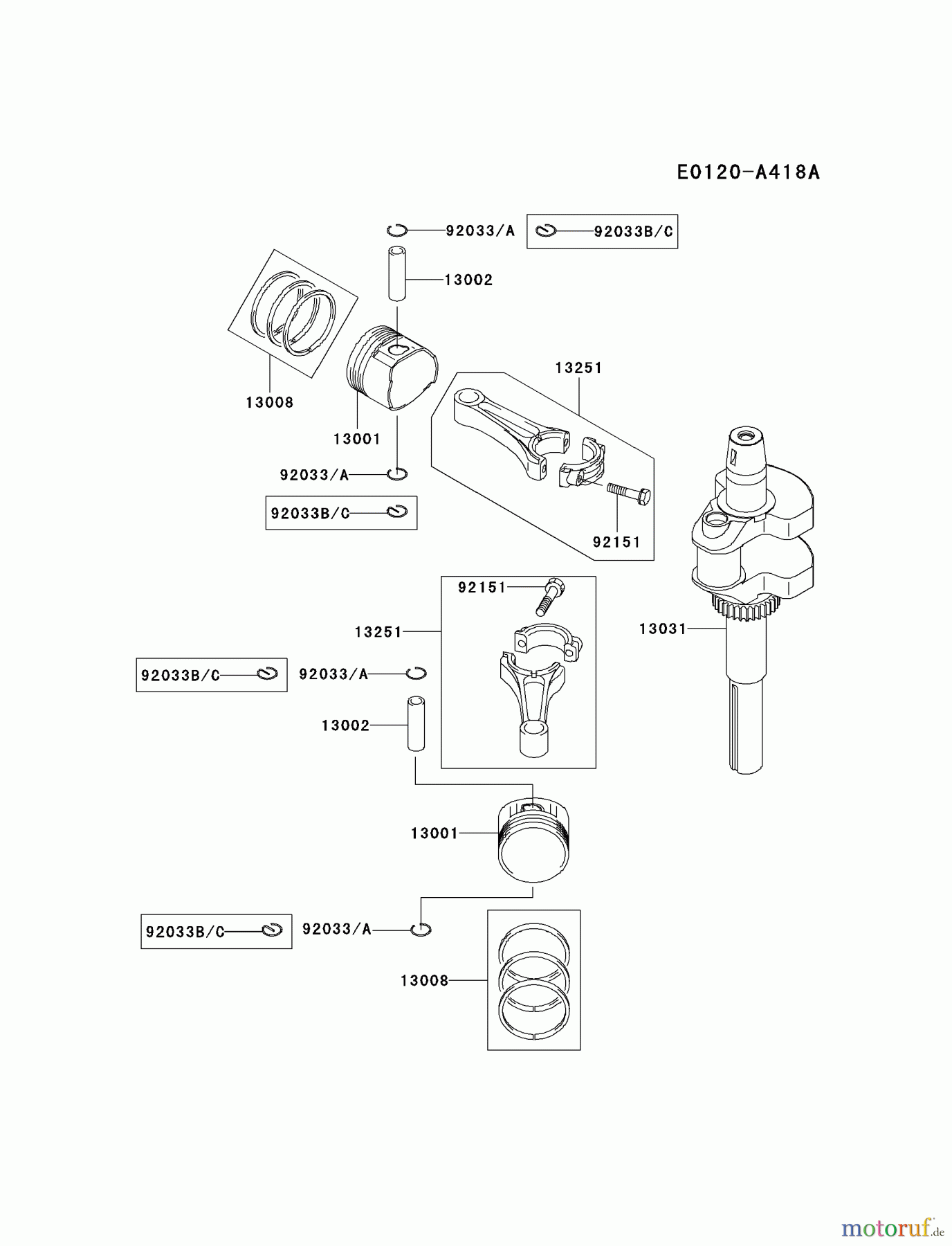  Kawasaki Motoren Motoren Vertikal FA210V - AS02 bis FH641V - DS24 FH580V-CS35 - Kawasaki FH580V 4-Stroke Engine PISTON/CRANKSHAFT