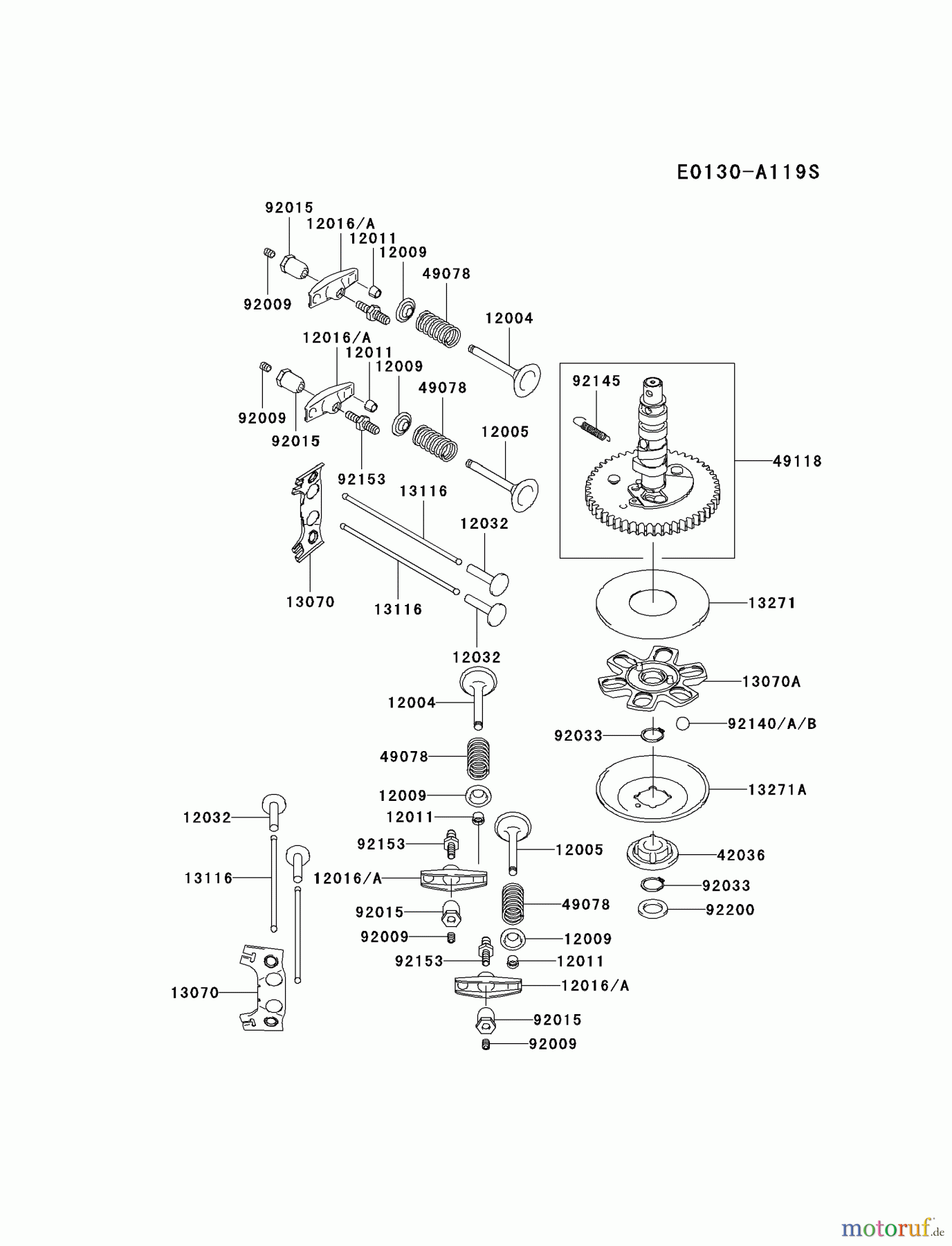  Kawasaki Motoren Motoren Vertikal FA210V - AS02 bis FH641V - DS24 FH580V-CS35 - Kawasaki FH580V 4-Stroke Engine VALVE/CAMSHAFT