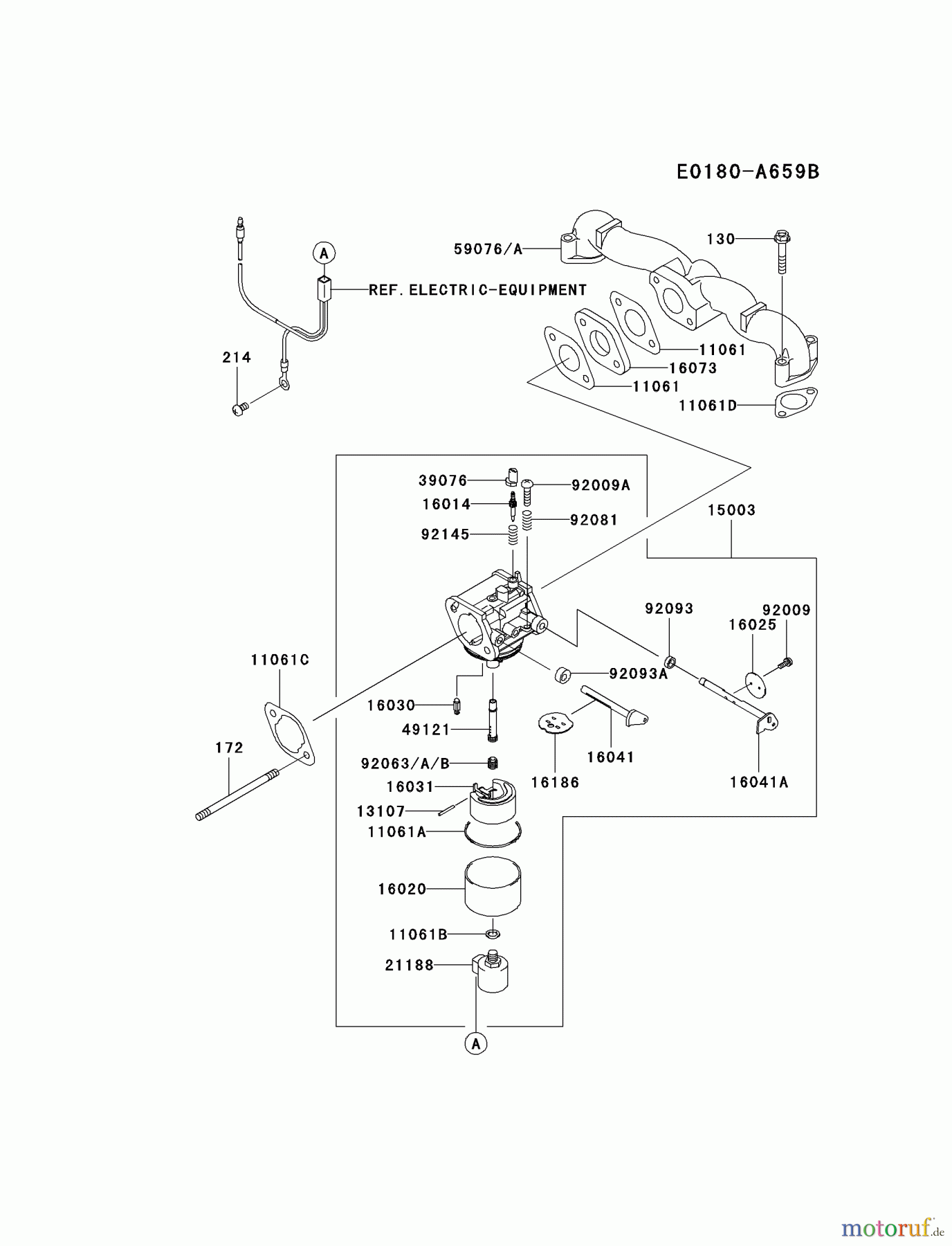  Kawasaki Motoren Motoren Vertikal FA210V - AS02 bis FH641V - DS24 FH580V-AS37 - Kawasaki FH580V 4-Stroke Engine CARBURETOR