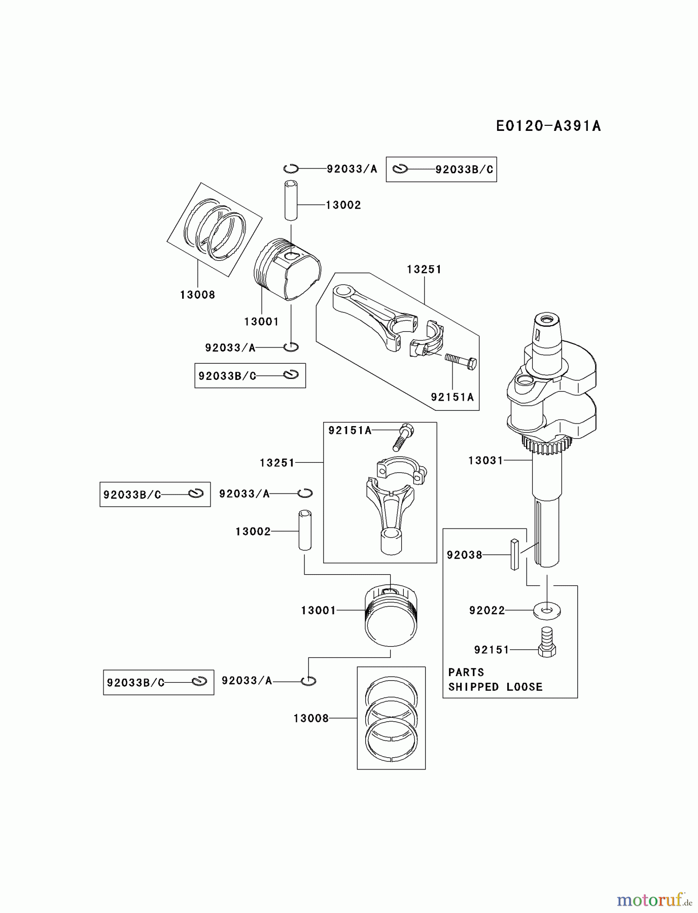  Kawasaki Motoren Motoren Vertikal FA210V - AS02 bis FH641V - DS24 FH580V-CS37 - Kawasaki FH580V 4-Stroke Engine PISTON/CRANKSHAFT #1