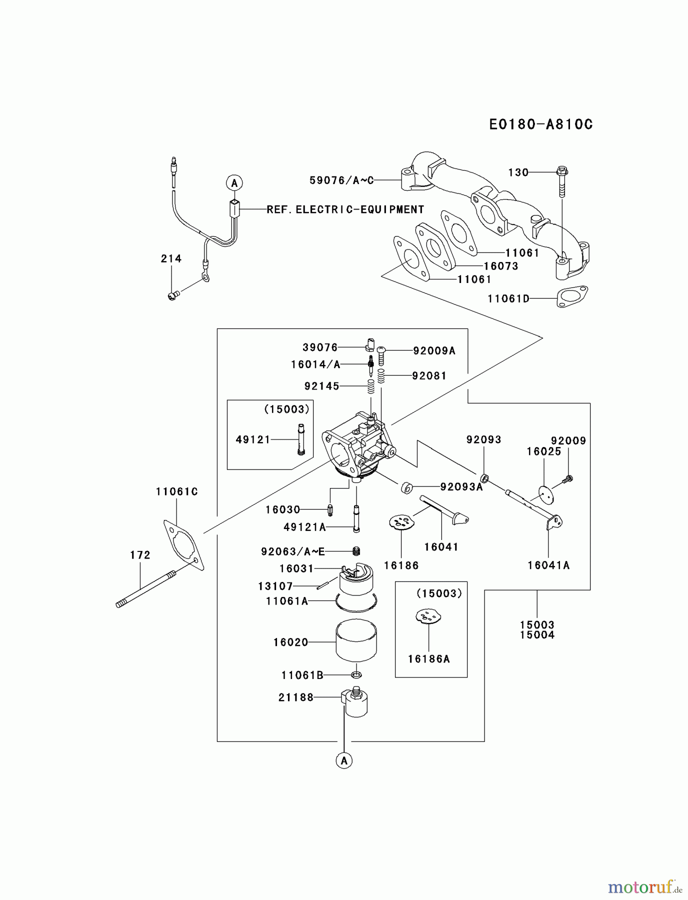  Kawasaki Motoren Motoren Vertikal FA210V - AS02 bis FH641V - DS24 FH580V-BS39 - Kawasaki FH580V 4-Stroke Engine CARBURETOR #1