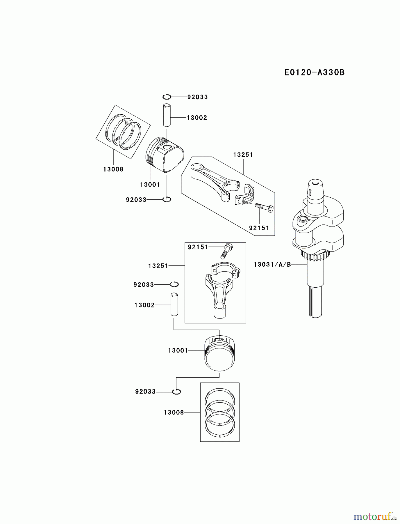  Kawasaki Motoren Motoren Vertikal FA210V - AS02 bis FH641V - DS24 FH541V-AS43 - Kawasaki FH541V 4-Stroke Engine PISTON/CRANKSHAFT