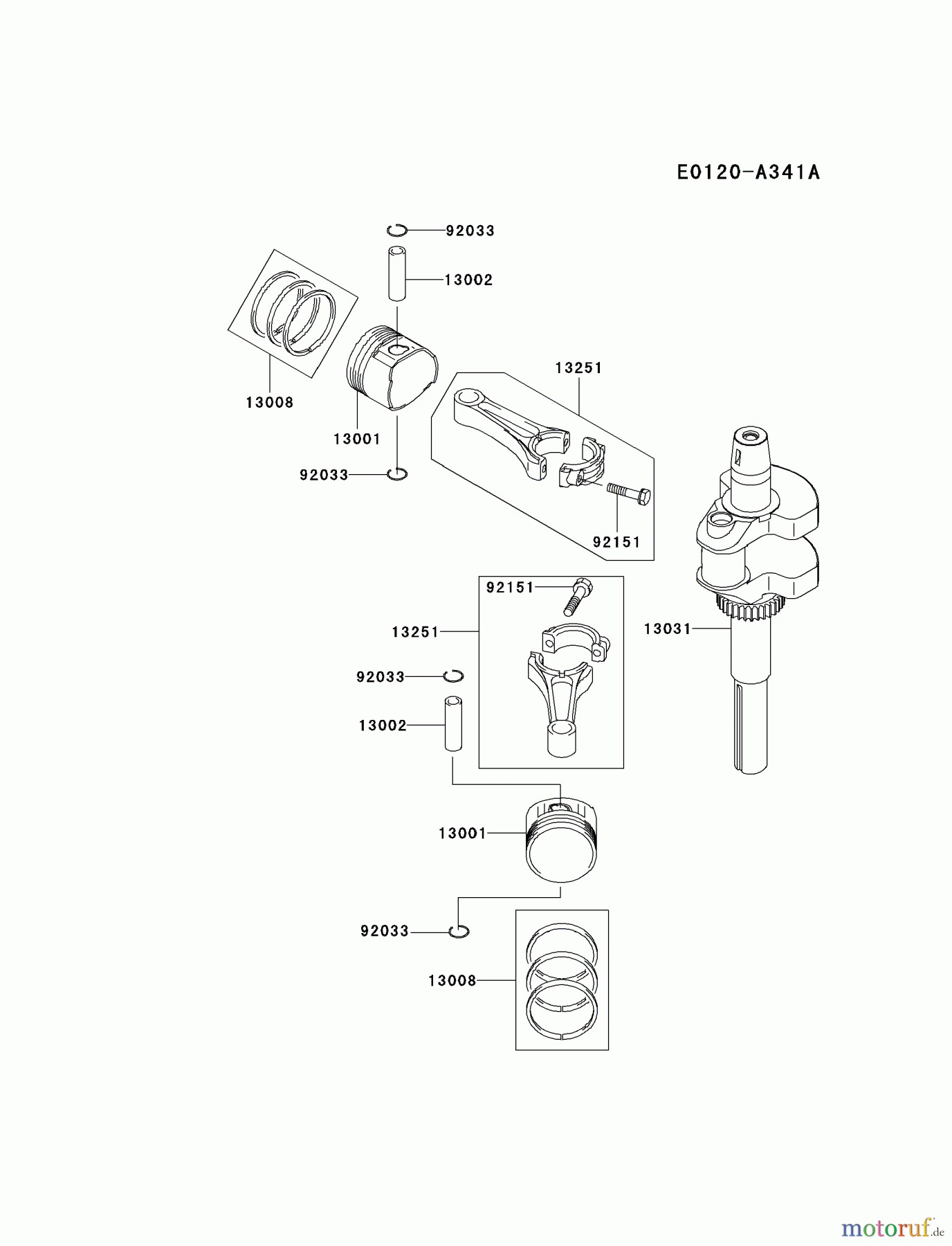  Kawasaki Motoren Motoren Vertikal FA210V - AS02 bis FH641V - DS24 FH580V-CW04 - Kawasaki FH580V 4-Stroke Engine PISTON/CRANKSHAFT