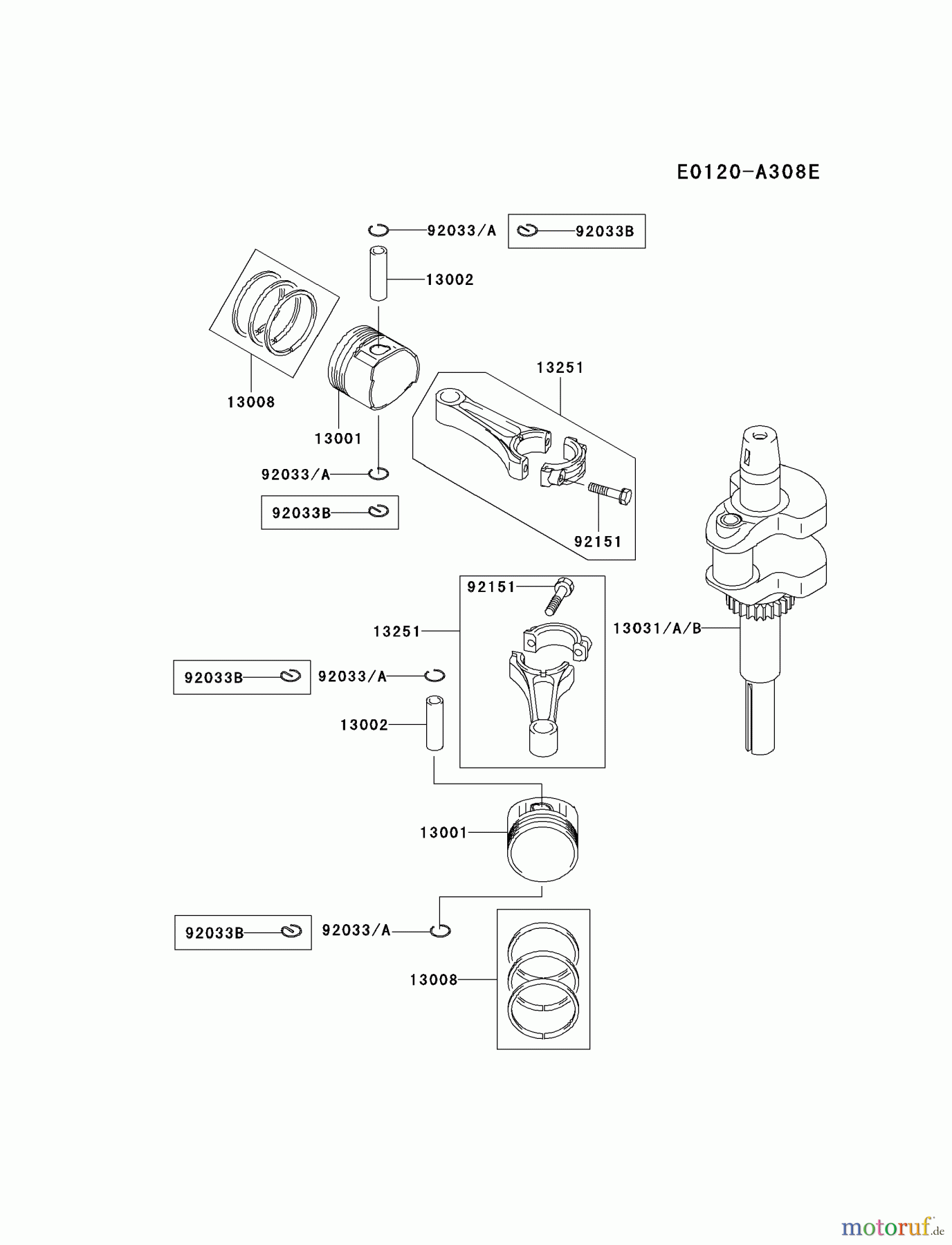  Kawasaki Motoren Motoren Vertikal FA210V - AS02 bis FH641V - DS24 FH541V-CS05 - Kawasaki FH541V 4-Stroke Engine PISTON/CRANKSHAFT