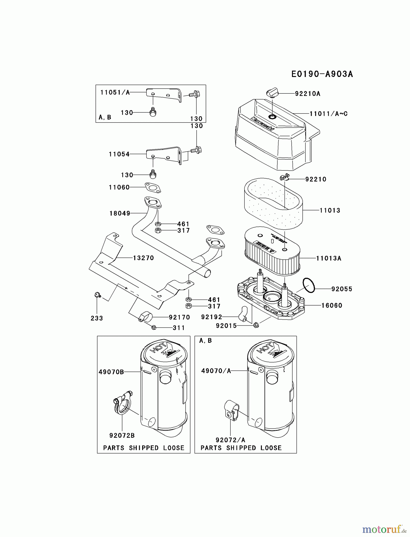  Kawasaki Motoren Motoren Vertikal FA210V - AS02 bis FH641V - DS24 FH541V-BS21 - Kawasaki FH541V 4-Stroke Engine AIR-FILTER/MUFFLER