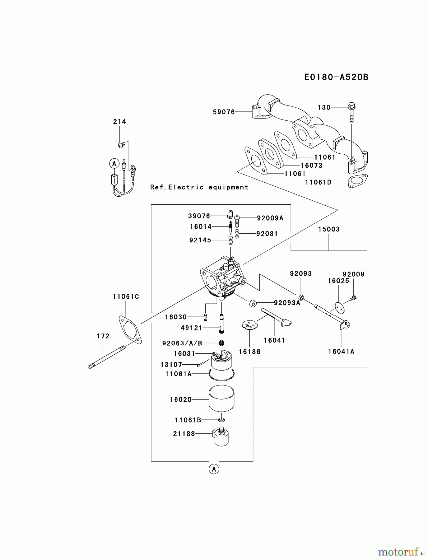  Kawasaki Motoren Motoren Vertikal FA210V - AS02 bis FH641V - DS24 FH541V-BS07 - Kawasaki FH541V 4-Stroke Engine CARBURETOR