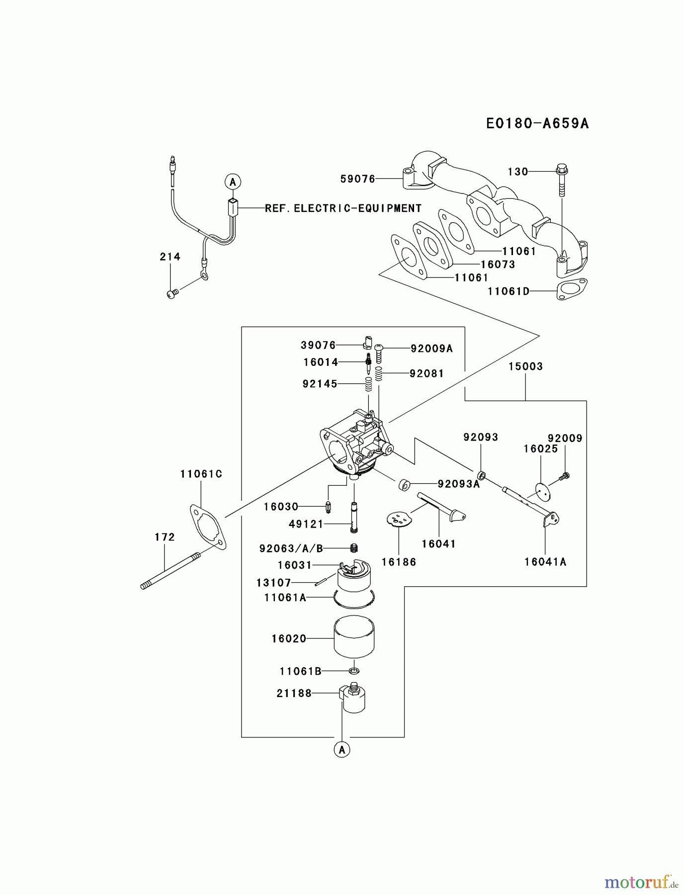  Kawasaki Motoren Motoren Vertikal FA210V - AS02 bis FH641V - DS24 FH580V-AS23 - Kawasaki FH580V 4-Stroke Engine CARBURETOR