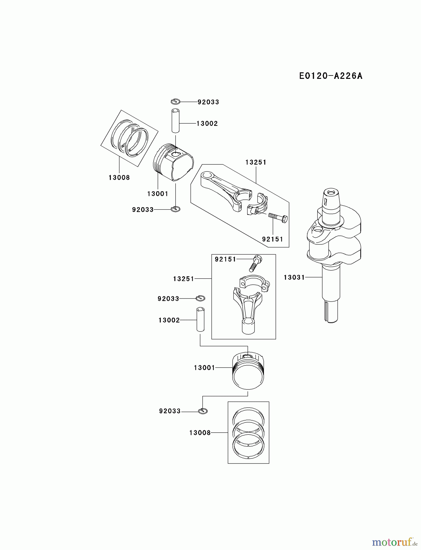  Kawasaki Motoren Motoren Vertikal FA210V - AS02 bis FH641V - DS24 FH541V-BS04 - Kawasaki FH541V 4-Stroke Engine PISTON/CRANKSHAFT