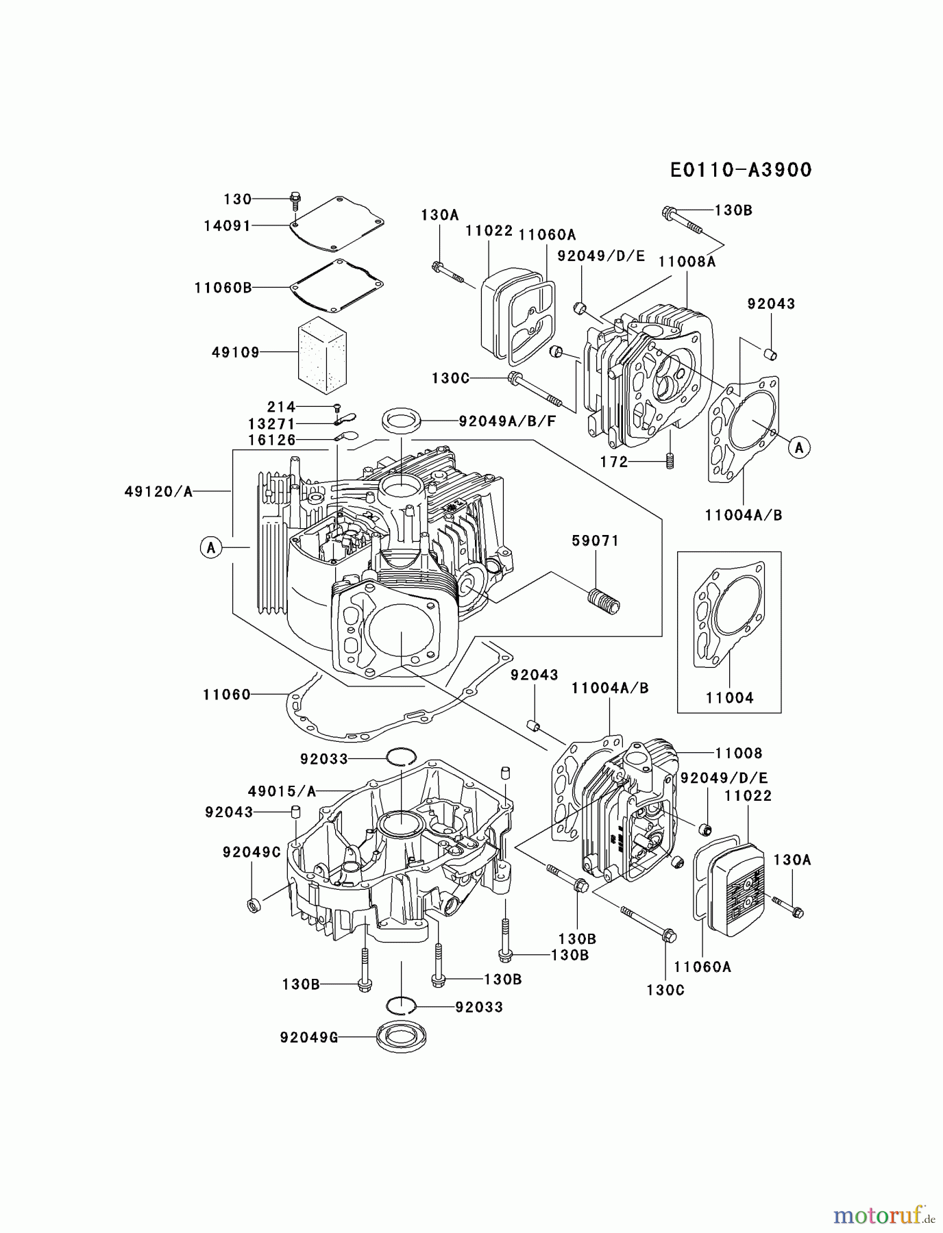  Kawasaki Motoren Motoren Vertikal FA210V - AS02 bis FH641V - DS24 FH601V-BS17 - Kawasaki FH601V 4-Stroke Engine CYLINDER/CRANKCASE