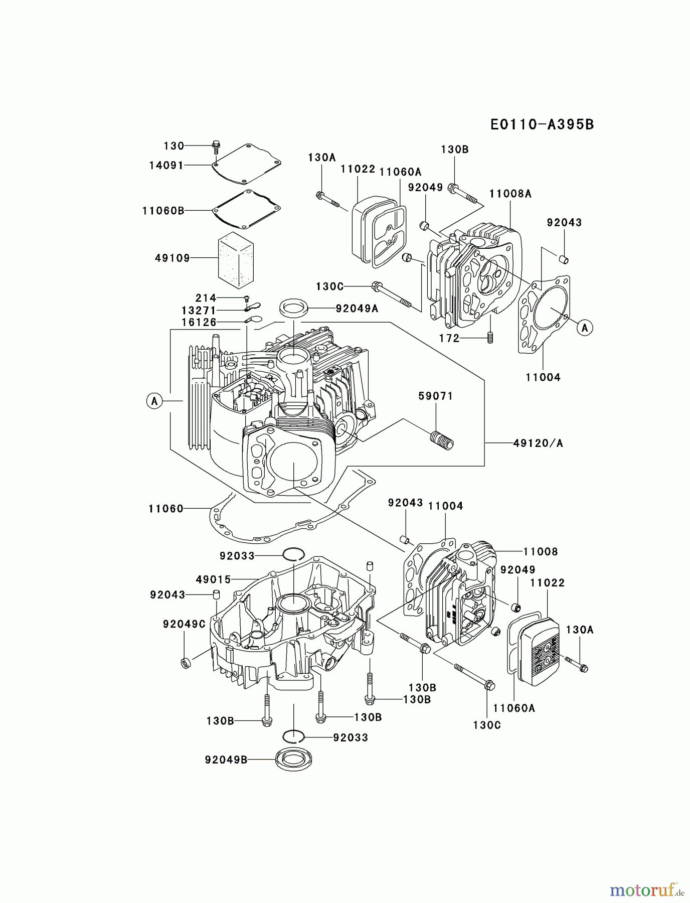  Kawasaki Motoren Motoren Vertikal FA210V - AS02 bis FH641V - DS24 FH601V-BS20 - Kawasaki FH601V 4-Stroke Engine CYLINDER/CRANKCASE