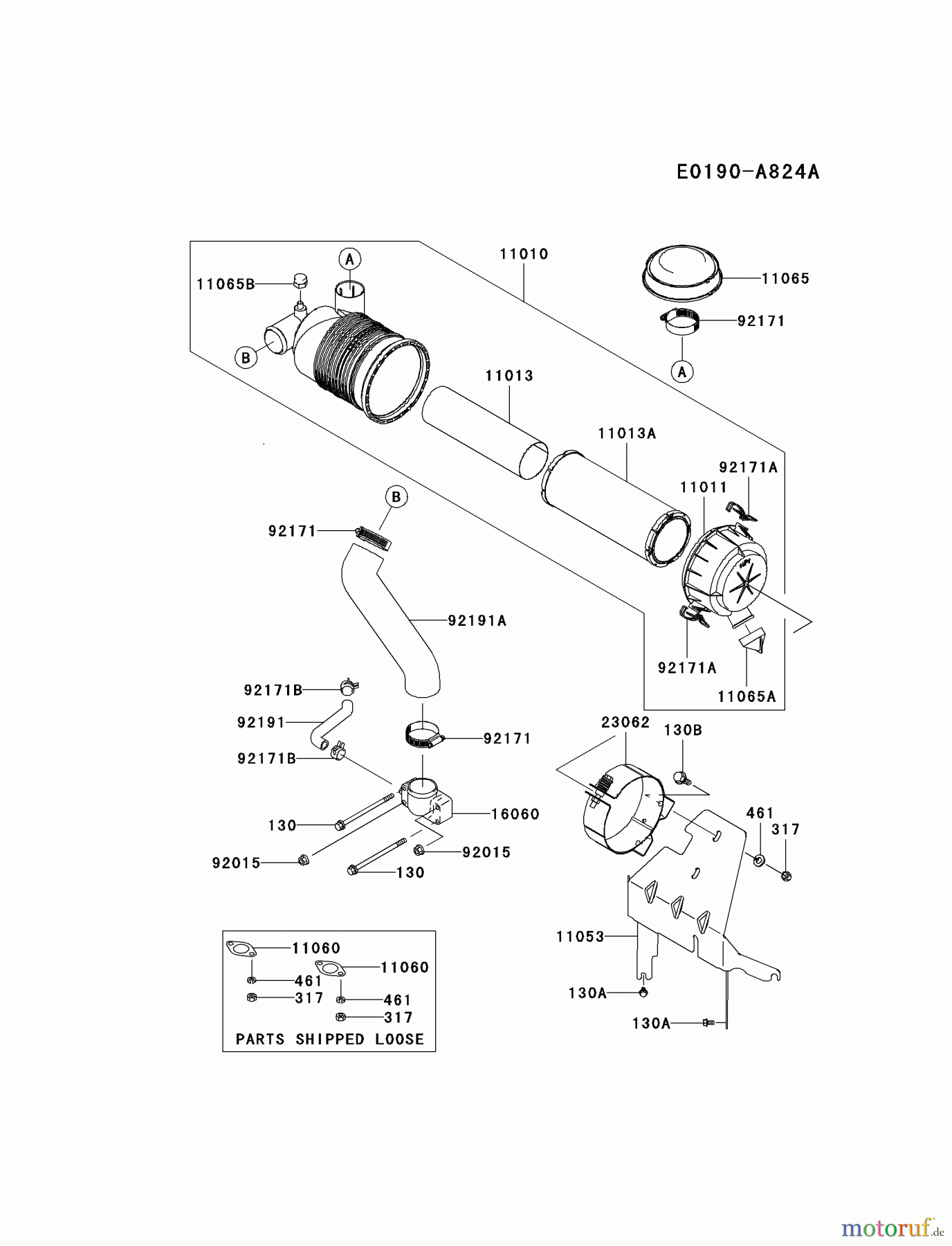  Kawasaki Motoren Motoren Vertikal FA210V - AS02 bis FH641V - DS24 FH601V-BS31 - Kawasaki FH601V 4-Stroke Engine AIR-FILTER/MUFFLER