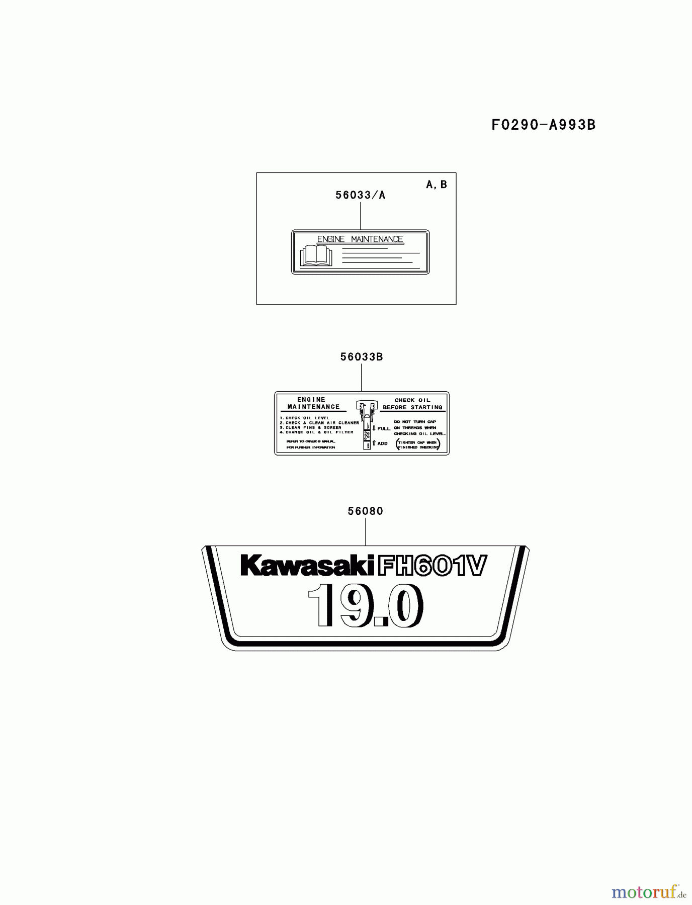  Kawasaki Motoren Motoren Vertikal FA210V - AS02 bis FH641V - DS24 FH601V-AS09 - Kawasaki FH601V 4-Stroke Engine LABEL