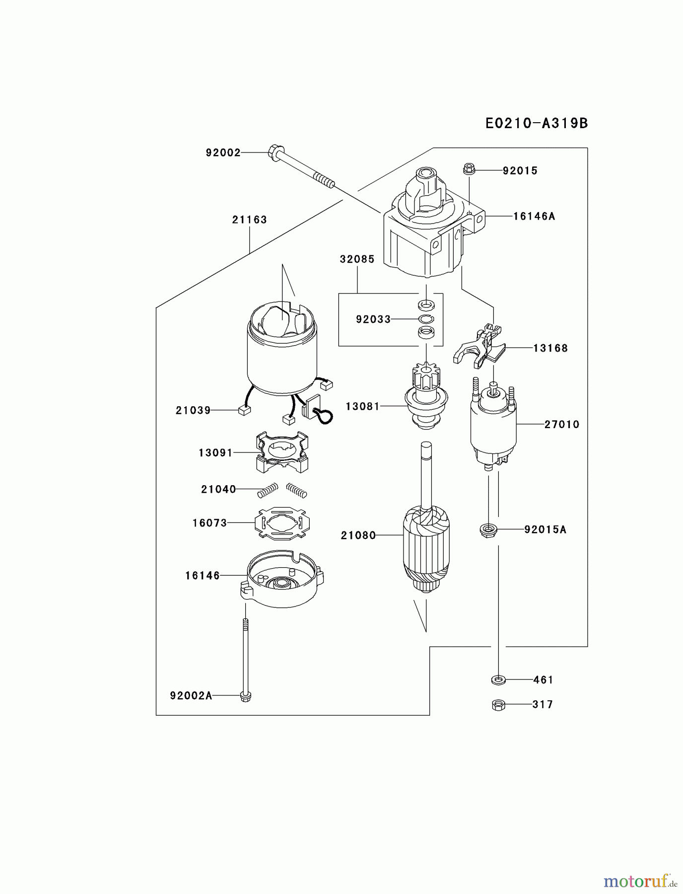  Kawasaki Motoren Motoren Vertikal FH641V - DS25 bis FS481V - BS13 FH721V-BS18 - Kawasaki FH721V 4-Stroke Engine STARTER