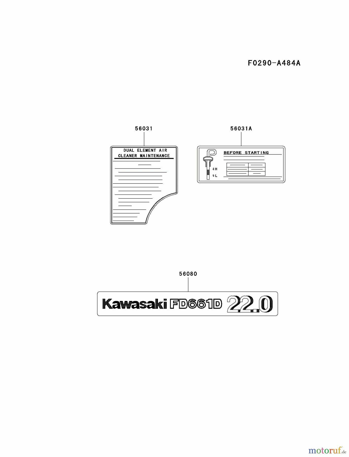  Kawasaki Motoren Motoren, Horizontal FD661D-AS07 - Kawasaki FD661D 4-Stroke Engine LABEL
