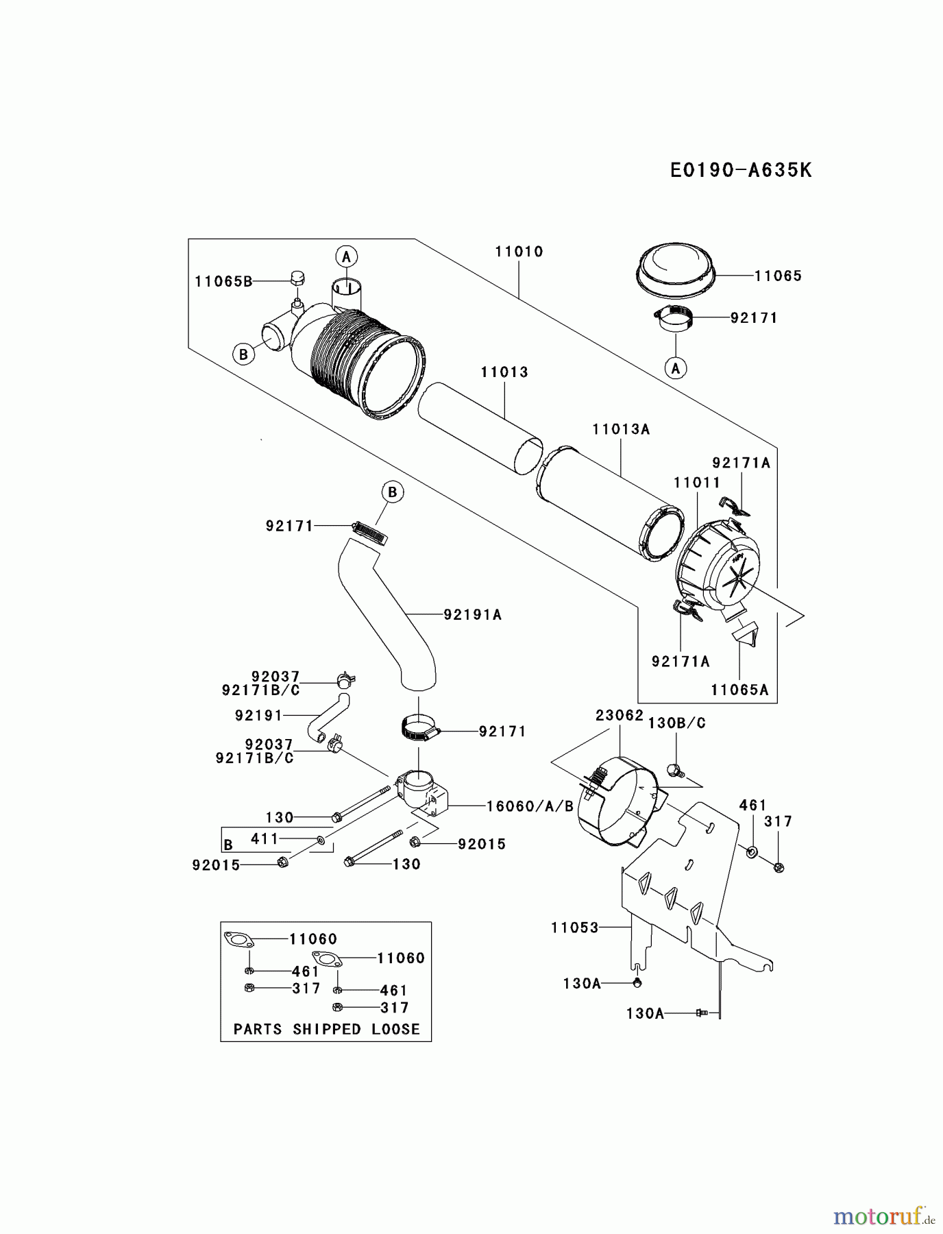  Kawasaki Motoren Motoren Vertikal FH641V - DS25 bis FS481V - BS13 FH680V-CS21 - Kawasaki FH680V 4-Stroke Engine AIR-FILTER/MUFFLER