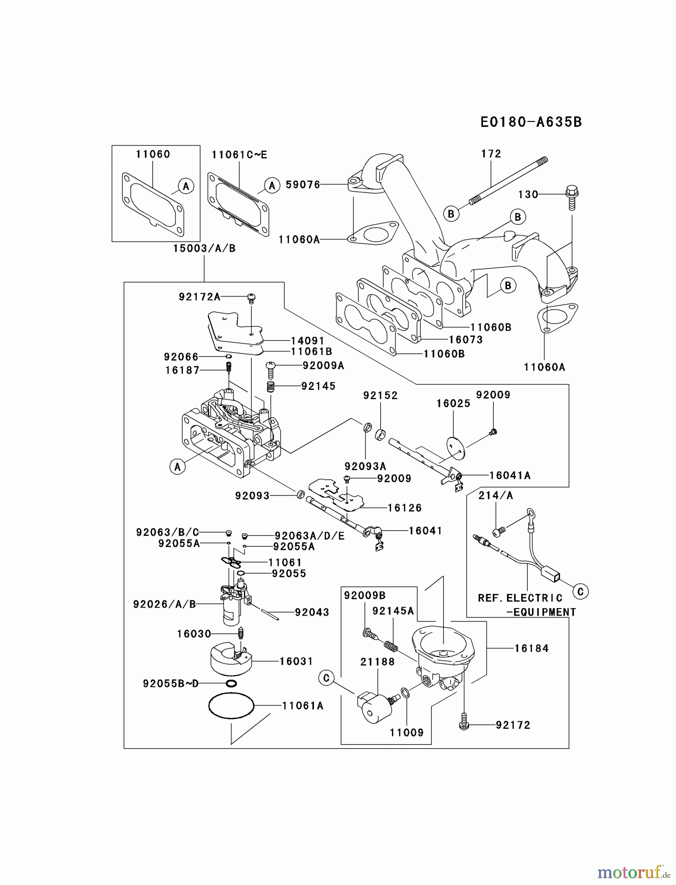  Kawasaki Motoren Motoren Vertikal FA210V - AS02 bis FH641V - DS24 FH601V-CS22 - Kawasaki FH601V 4-Stroke Engine CARBURETOR #1