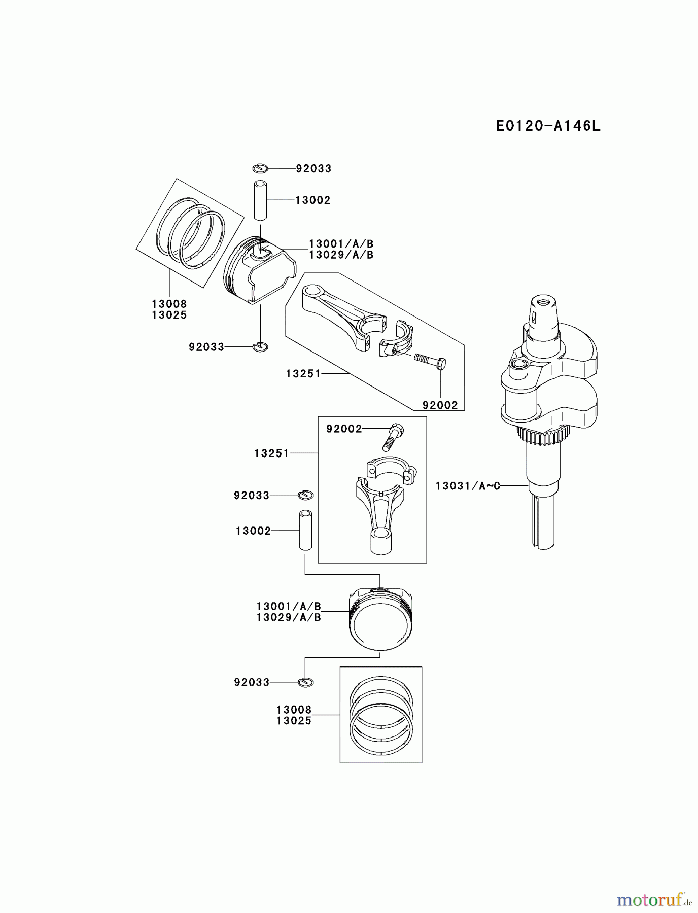  Kawasaki Motoren Motoren Vertikal FA210V - AS02 bis FH641V - DS24 FH601V-CS11 - Kawasaki FH601V 4-Stroke Engine PISTON/CRANKSHAFT