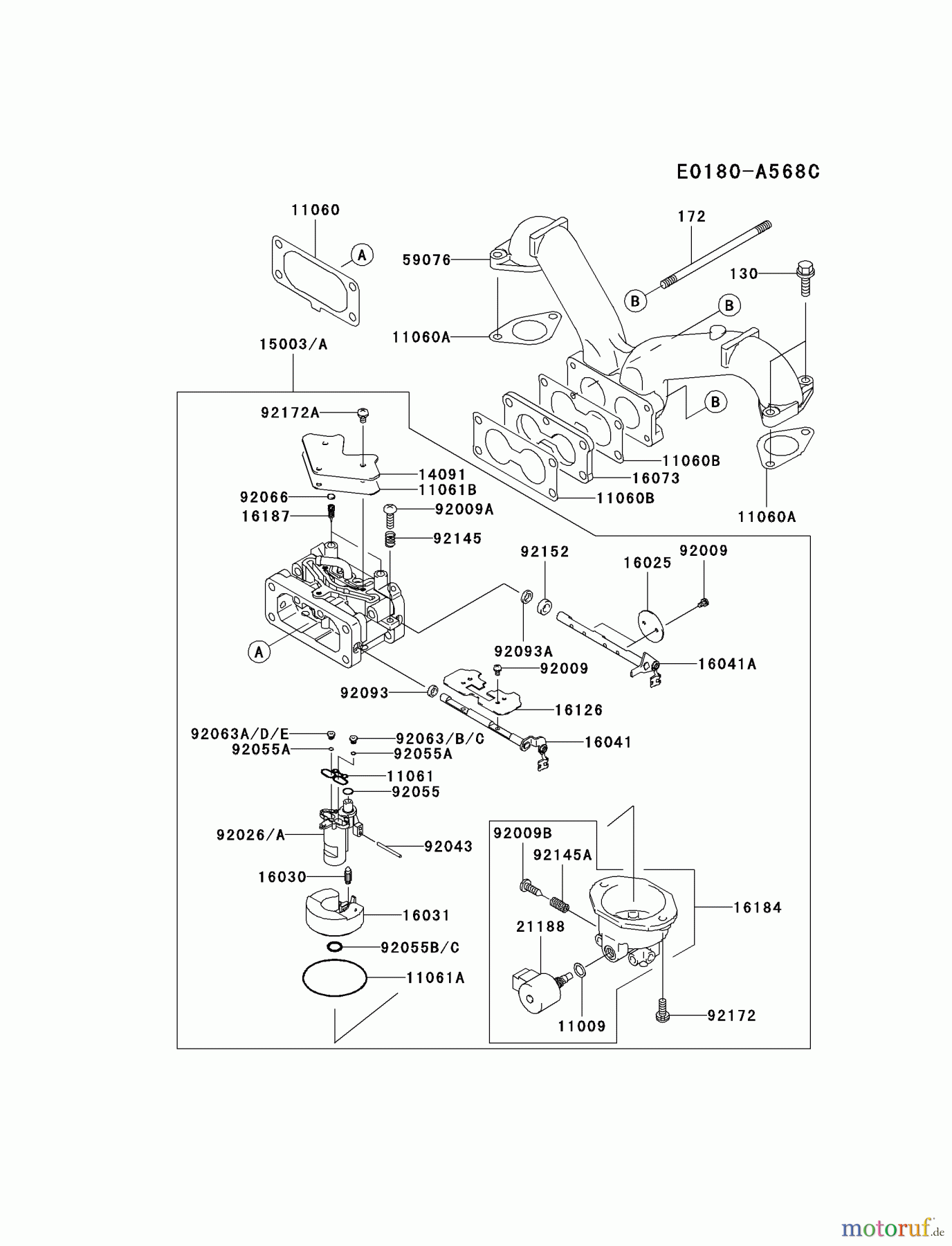  Kawasaki Motoren Motoren Vertikal FA210V - AS02 bis FH641V - DS24 FH601V-DS01 - Kawasaki FH601V 4-Stroke Engine CARBURETOR #2