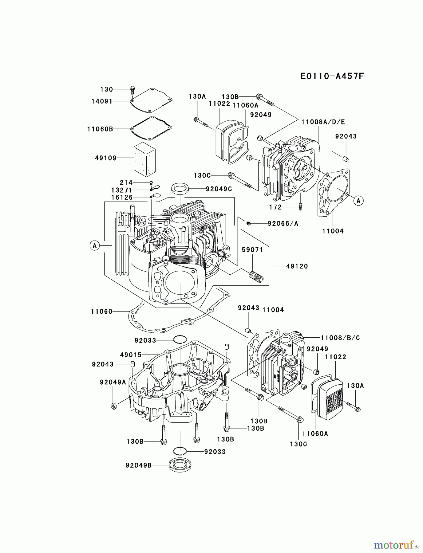  Kawasaki Motoren Motoren Vertikal FA210V - AS02 bis FH641V - DS24 FH601V-CS18 - Kawasaki FH601V 4-Stroke Engine CYLINDER/CRANKCASE