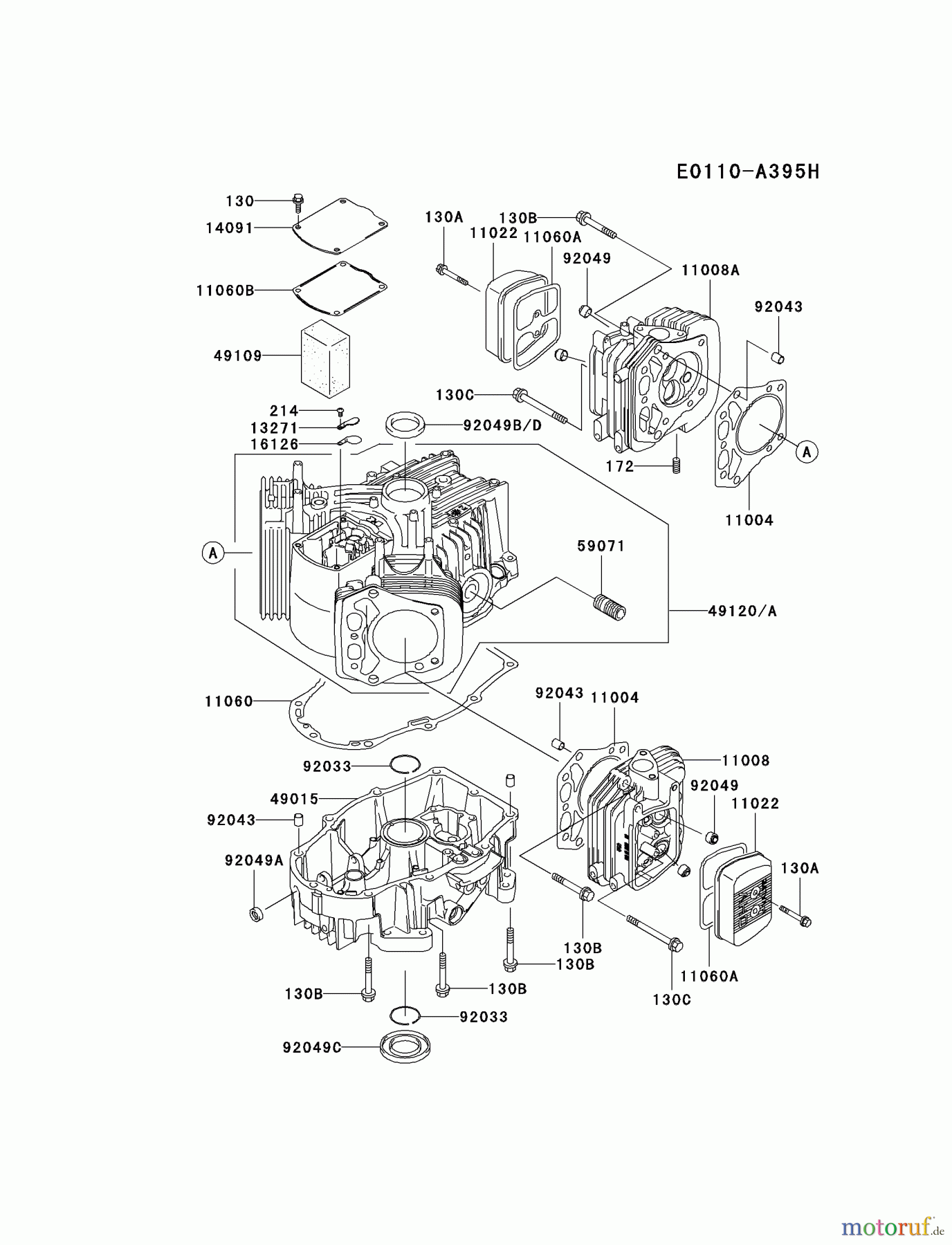  Kawasaki Motoren Motoren Vertikal FA210V - AS02 bis FH641V - DS24 FH641V-DS18 - Kawasaki FH641V 4-Stroke Engine CYLINDER/CRANKCASE