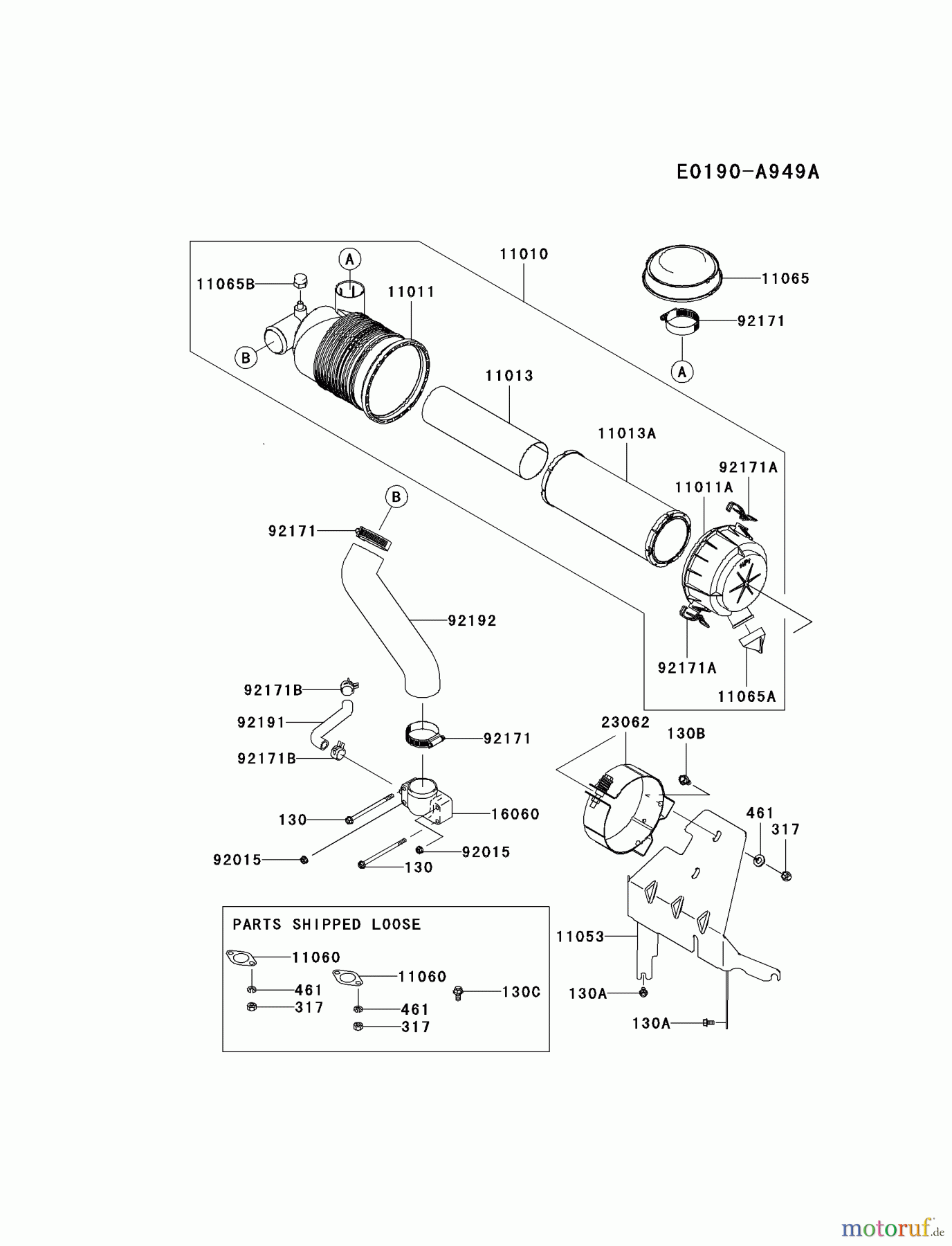  Kawasaki Motoren Motoren Vertikal FH641V - DS25 bis FS481V - BS13 FH721V-DS26 - Kawasaki FH721V 4-Stroke Engine AIR-FILTER/MUFFLER