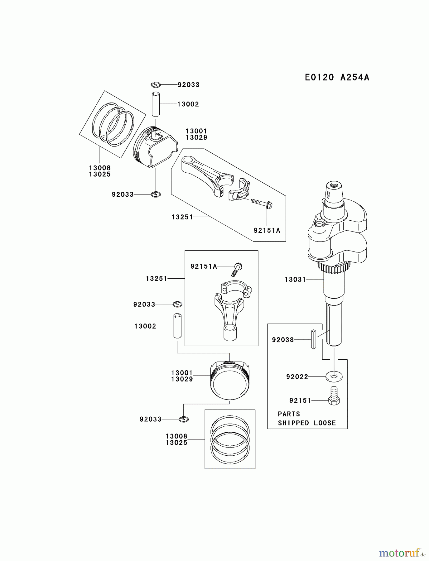  Kawasaki Motoren Motoren Vertikal FH641V - DS25 bis FS481V - BS13 FH721V-DS15 - Kawasaki FH721V 4-Stroke Engine PISTON/CRANKSHAFT