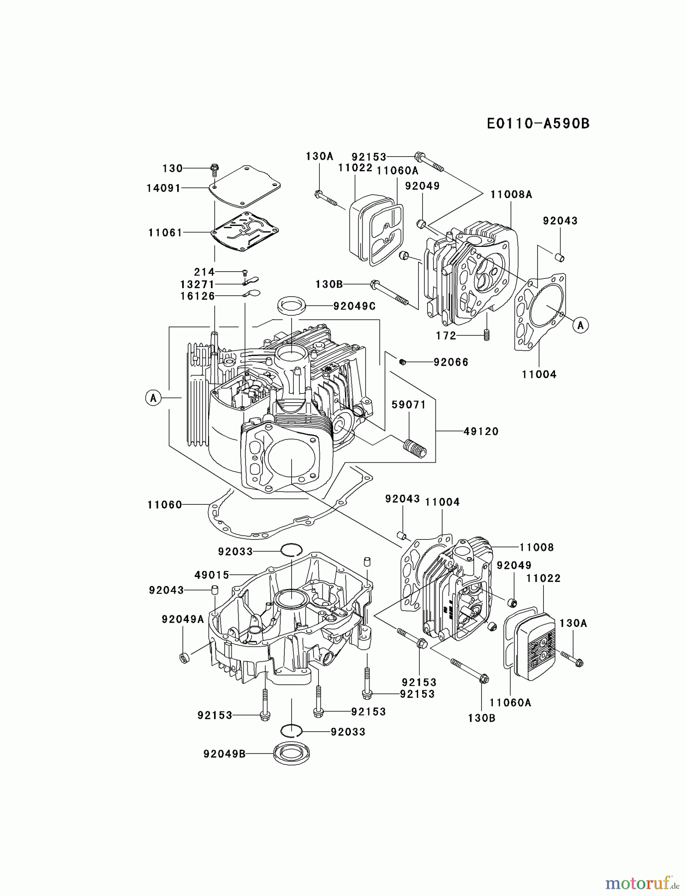  Kawasaki Motoren Motoren Vertikal FA210V - AS02 bis FH641V - DS24 FH641V-CW05 - Kawasaki FH641V 4-Stroke Engine CYLINDER/CRANKCASE