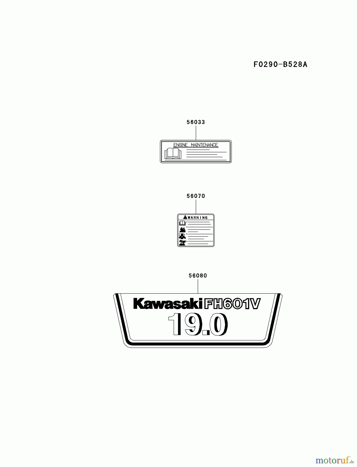  Kawasaki Motoren Motoren Vertikal FA210V - AS02 bis FH641V - DS24 FH601V-ES25 - Kawasaki FH601V 4-Stroke Engine LABEL