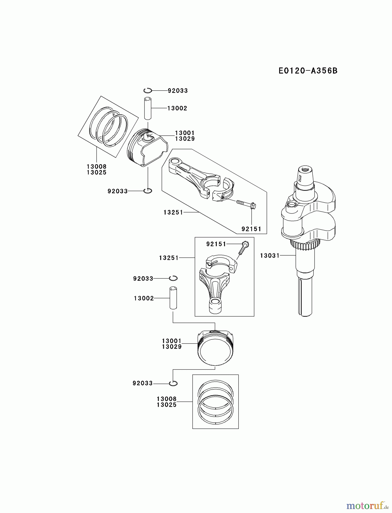  Kawasaki Motoren Motoren Vertikal FA210V - AS02 bis FH641V - DS24 FH641V-CW05 - Kawasaki FH641V 4-Stroke Engine PISTON/CRANKSHAFT