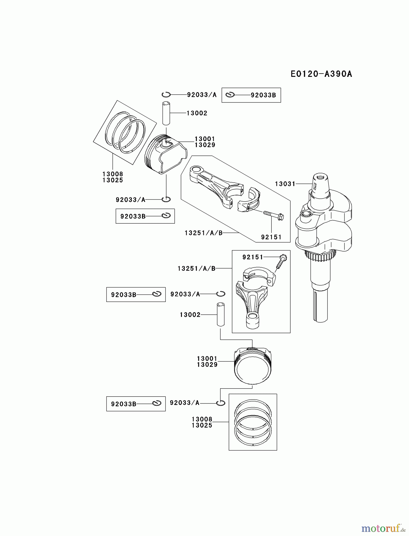  Kawasaki Motoren Motoren Vertikal FH641V - DS25 bis FS481V - BS13 FH661V-AS05 - Kawasaki FH661V 4-Stroke Engine PISTON/CRANKSHAFT