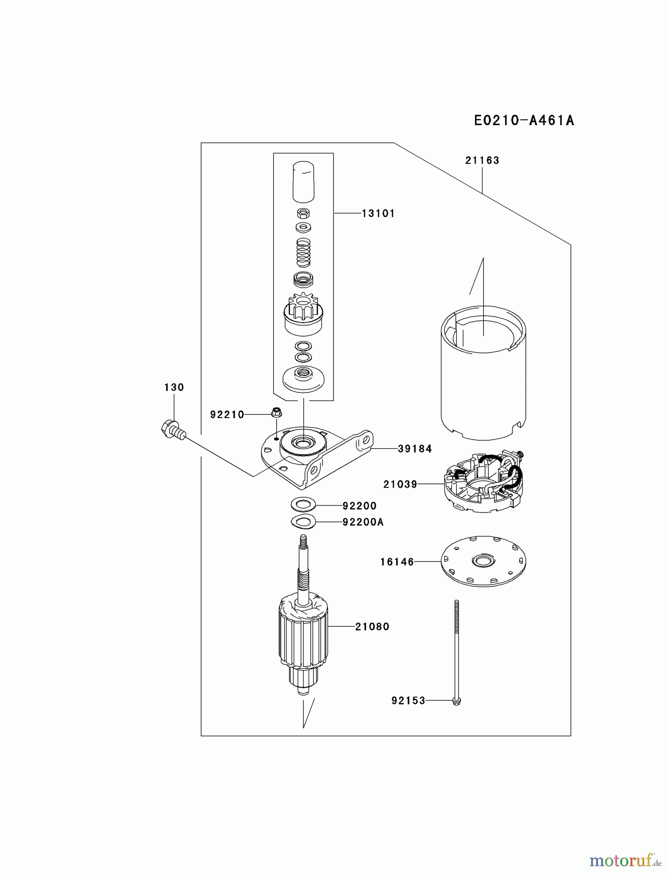  Kawasaki Motoren Motoren Vertikal FA210V - AS02 bis FH641V - DS24 FH580V-DS23 - Kawasaki FH580V 4-Stroke Engine STARTER(FH580-B86001~)