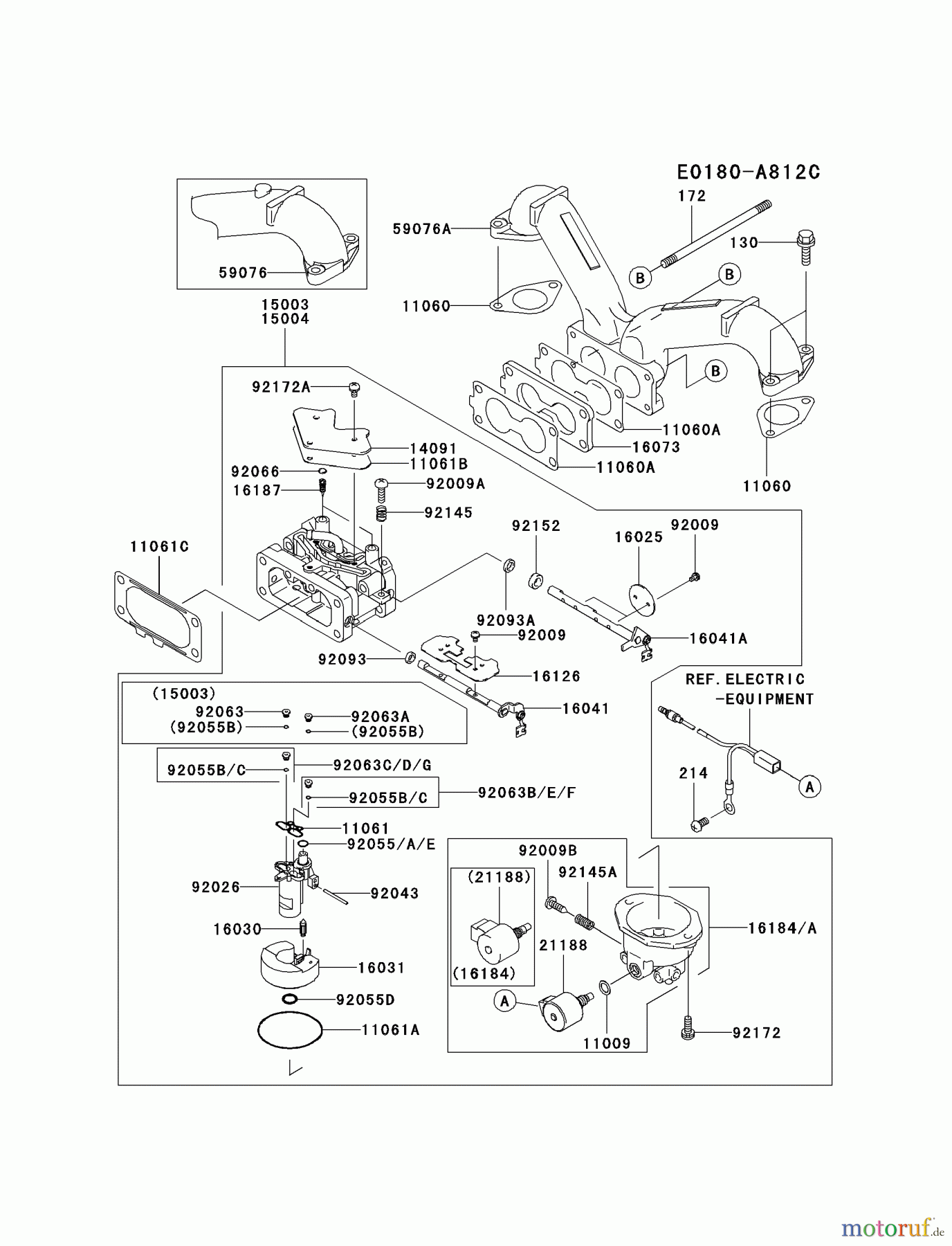  Kawasaki Motoren Motoren Vertikal FA210V - AS02 bis FH641V - DS24 FH601V-FS29 - Kawasaki FH601V 4-Stroke Engine CARBURETOR #2