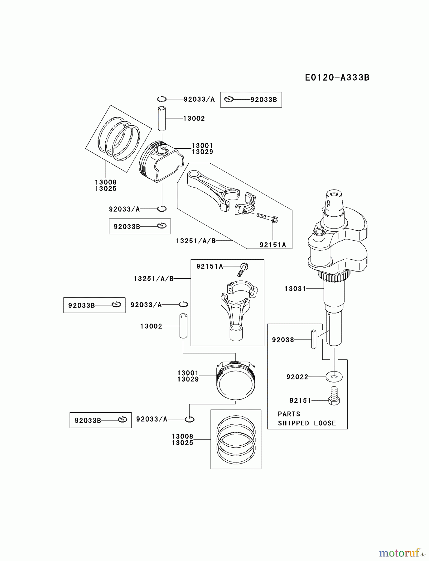  Kawasaki Motoren Motoren Vertikal FA210V - AS02 bis FH641V - DS24 FH601V-FS09 - Kawasaki FH601V 4-Stroke Engine PISTON/CRANKSHAFT