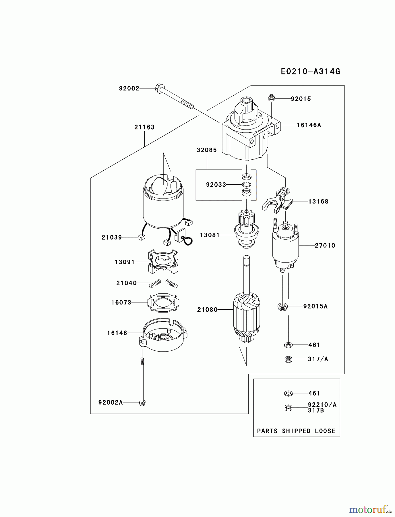  Kawasaki Motoren Motoren Vertikal FH641V - DS25 bis FS481V - BS13 FH641V-HS09 - Kawasaki FH641V 4-Stroke Engine STARTER