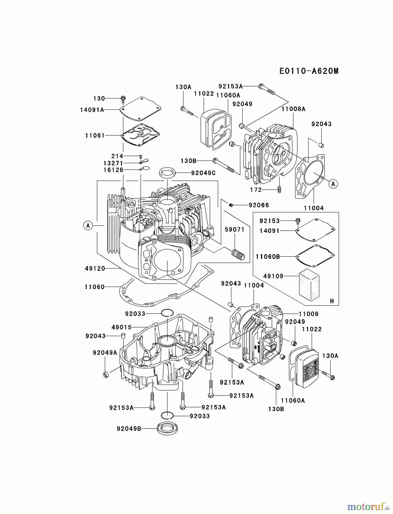  Kawasaki Motoren Motoren Vertikal FA210V - AS02 bis FH641V - DS24 FH601V-JS11 - Kawasaki FH601V 4-Stroke Engine CYLINDER/CRANKCASE