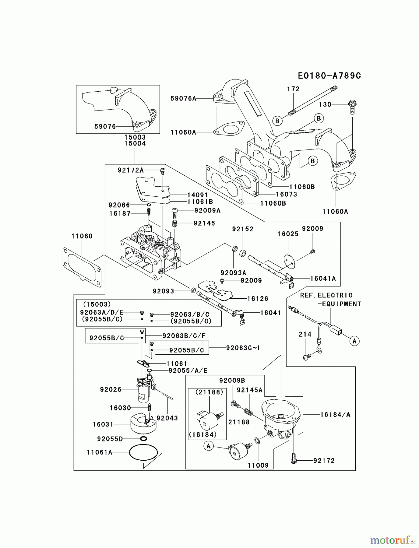  Kawasaki Motoren Motoren Vertikal FA210V - AS02 bis FH641V - DS24 FH601V-KS06 - Kawasaki FH601V 4-Stroke Engine CARBURETOR #1