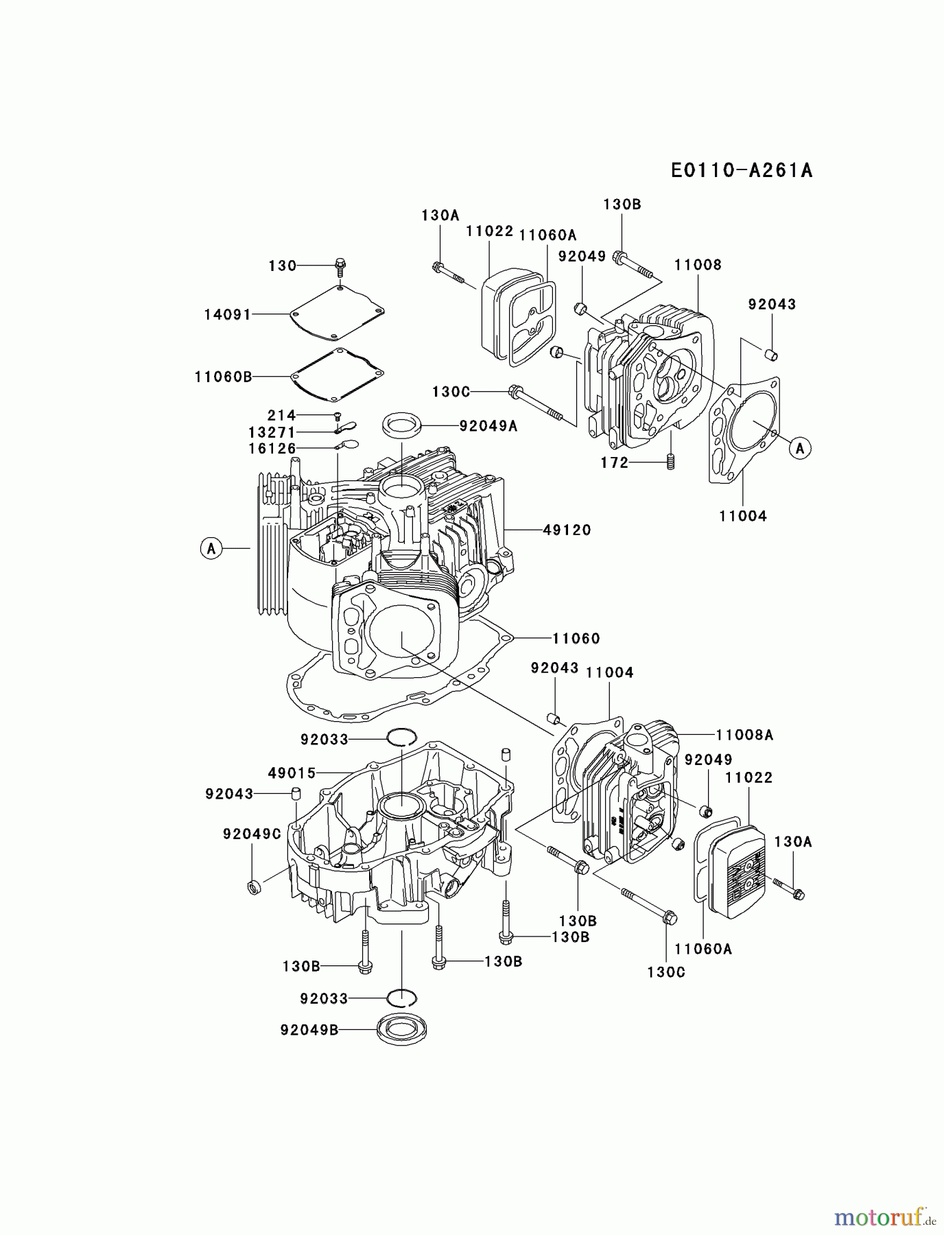  Kawasaki Motoren Motoren Vertikal FA210V - AS02 bis FH641V - DS24 FH641V-AS04 - Kawasaki FH641V 4-Stroke Engine CYLINDER/CRANKCASE