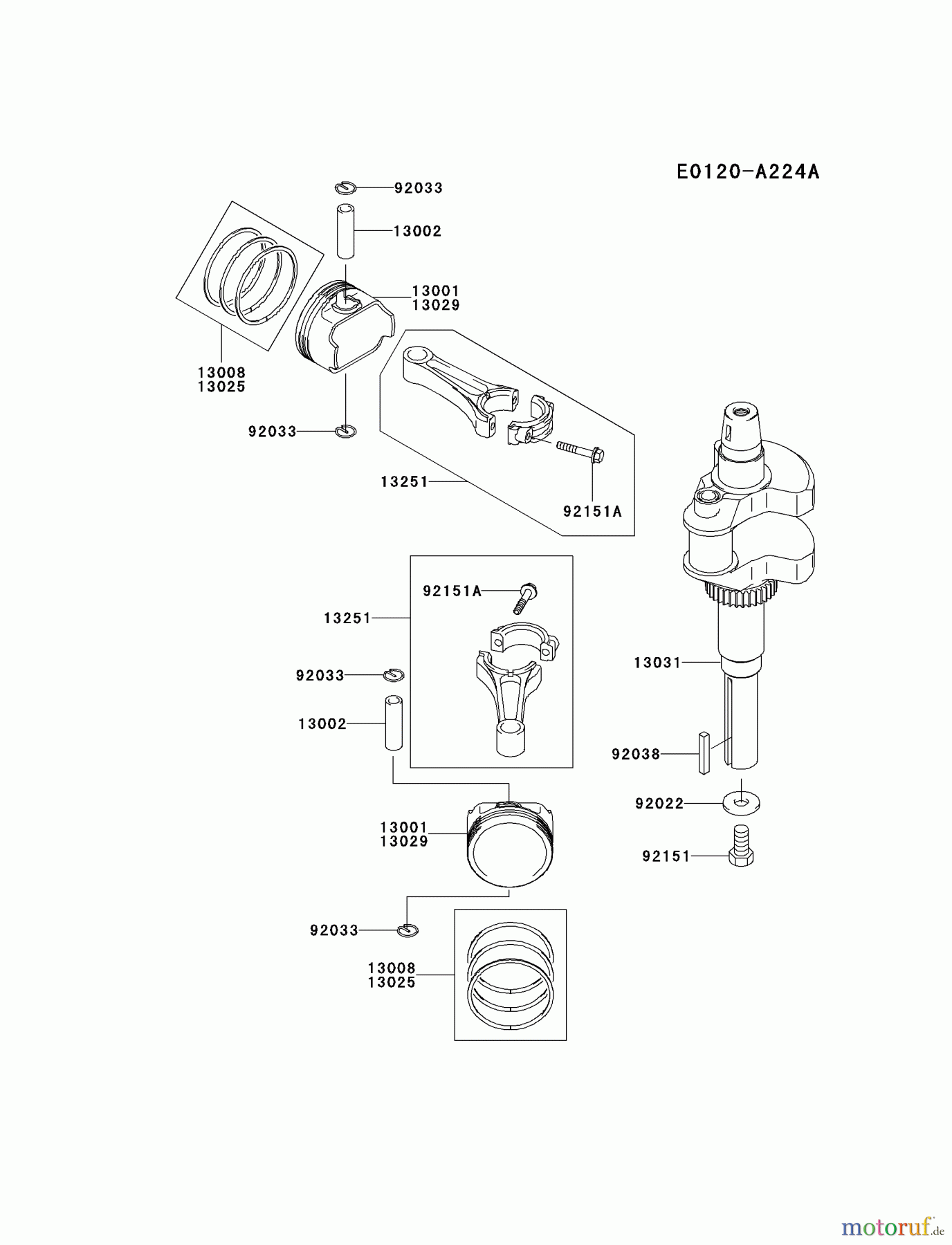  Kawasaki Motoren Motoren Vertikal FA210V - AS02 bis FH641V - DS24 FH601V-AS27 - Kawasaki FH601V 4-Stroke Engine PISTON/CRANKSHAFT