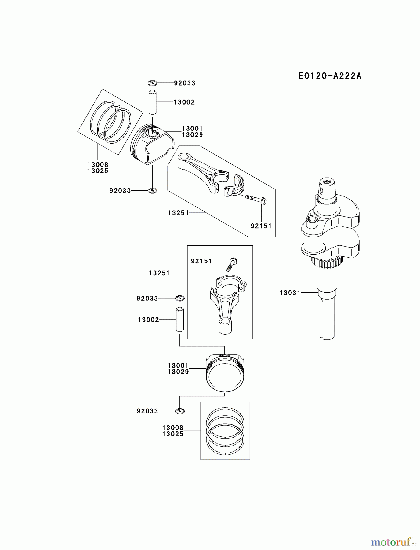  Kawasaki Motoren Motoren Vertikal FH641V - DS25 bis FS481V - BS13 FH680V-CS19 - Kawasaki FH680V 4-Stroke Engine PISTON/CRANKSHAFT