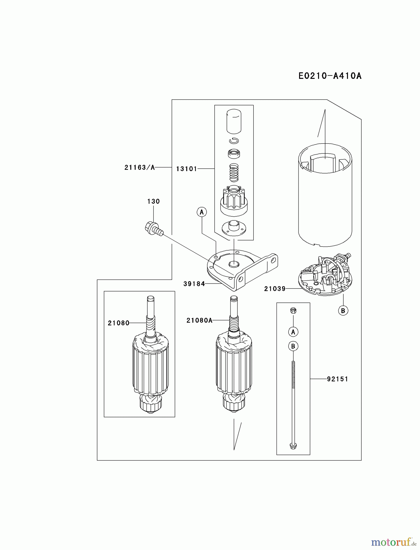  Kawasaki Motoren Motoren Vertikal FA210V - AS02 bis FH641V - DS24 FH541V-AS42 - Kawasaki FH541V 4-Stroke Engine STARTER