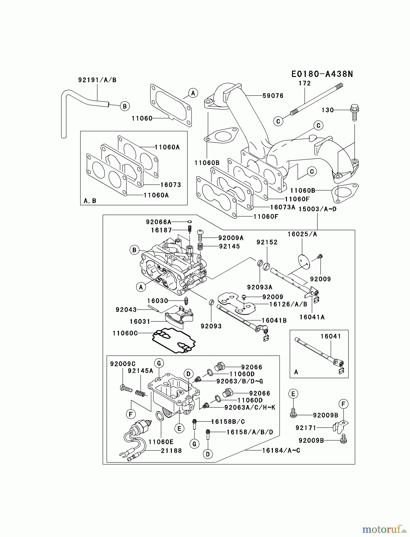  Kawasaki Motoren Motoren Vertikal FA210V - AS02 bis FH641V - DS24 FH641V-BS06 - Kawasaki FH641V 4-Stroke Engine CARBURETOR #2